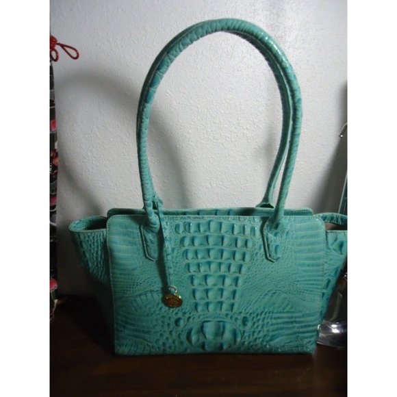 Brahmin Handbags - ****SOLD***
/Not for Sale/
Vintage Brahmin Glossy Glass Green Ashby Zip Top Shou
